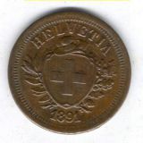 2 Rappen 1891 - sehr sch&ouml;n+